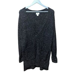 Old Navy Black & White Speckled Button Cardigan – Size Small